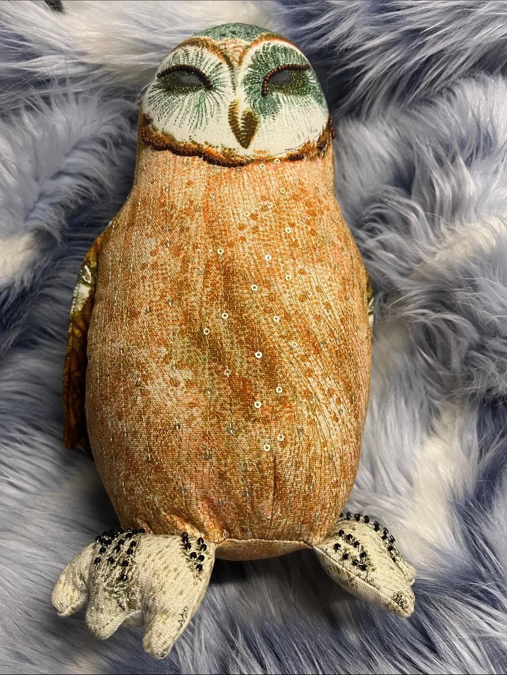 Plush Decorative Owl Pillow- Orange and Cream